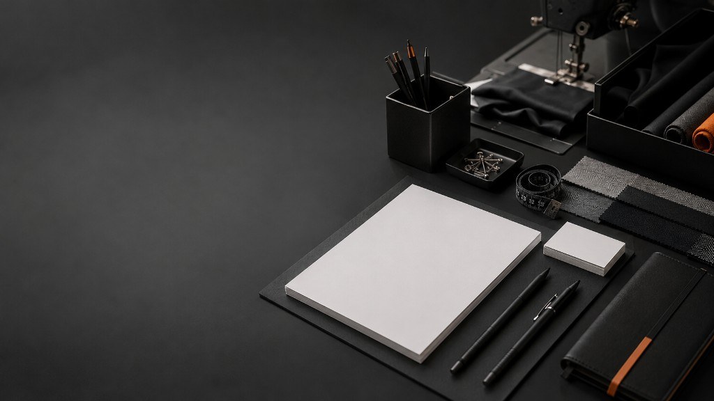 Contract documents, pens and specification sheets on a studio desk