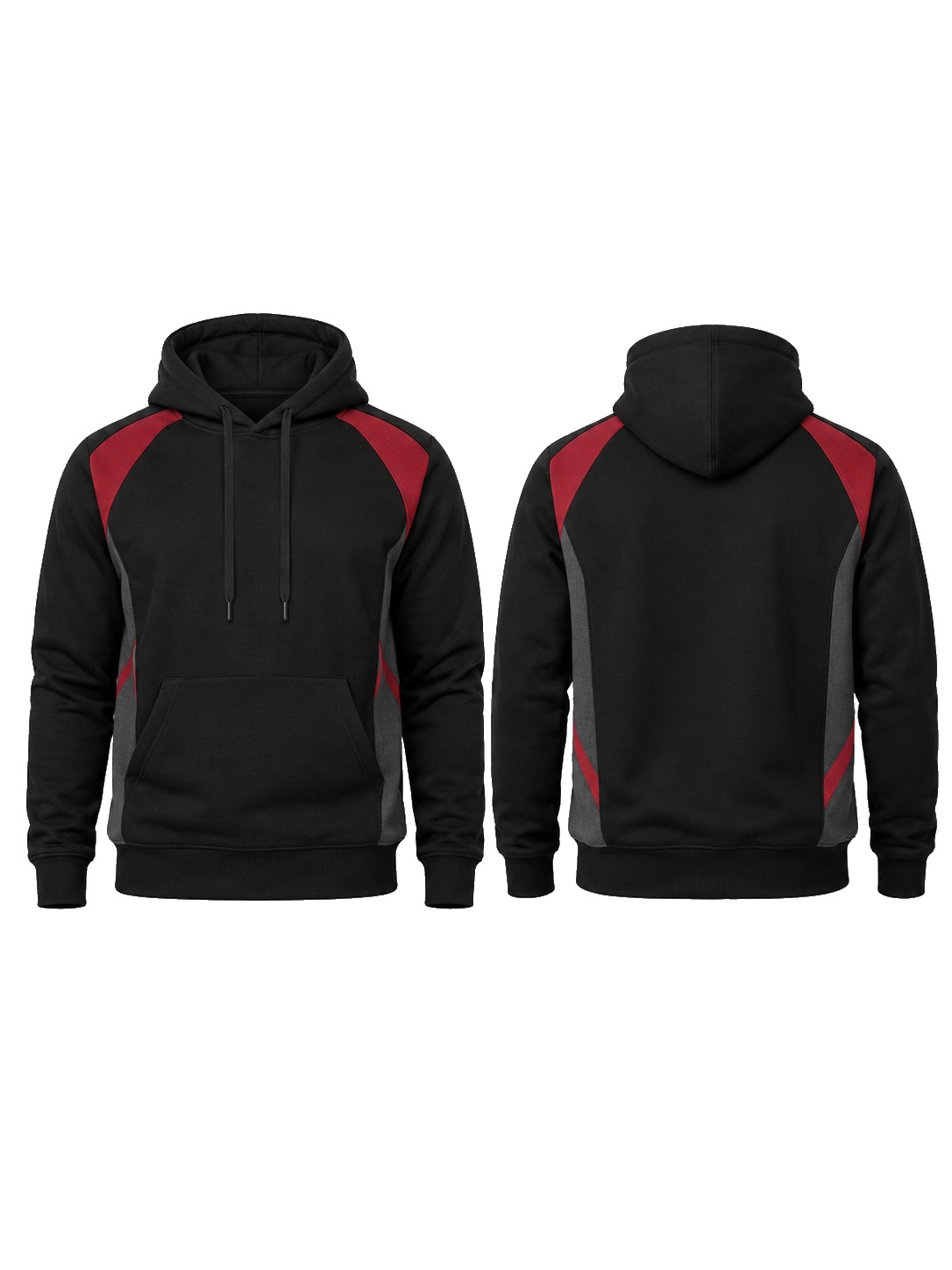 Custom Hoodies Black Red Charcoal Hoodie manufactured by Velnox Wear