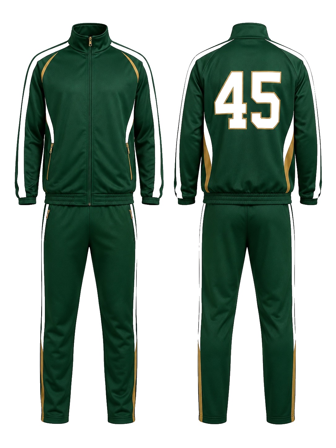 Custom Tracksuits Green Gold Tracksuit manufactured by Velnox Wear