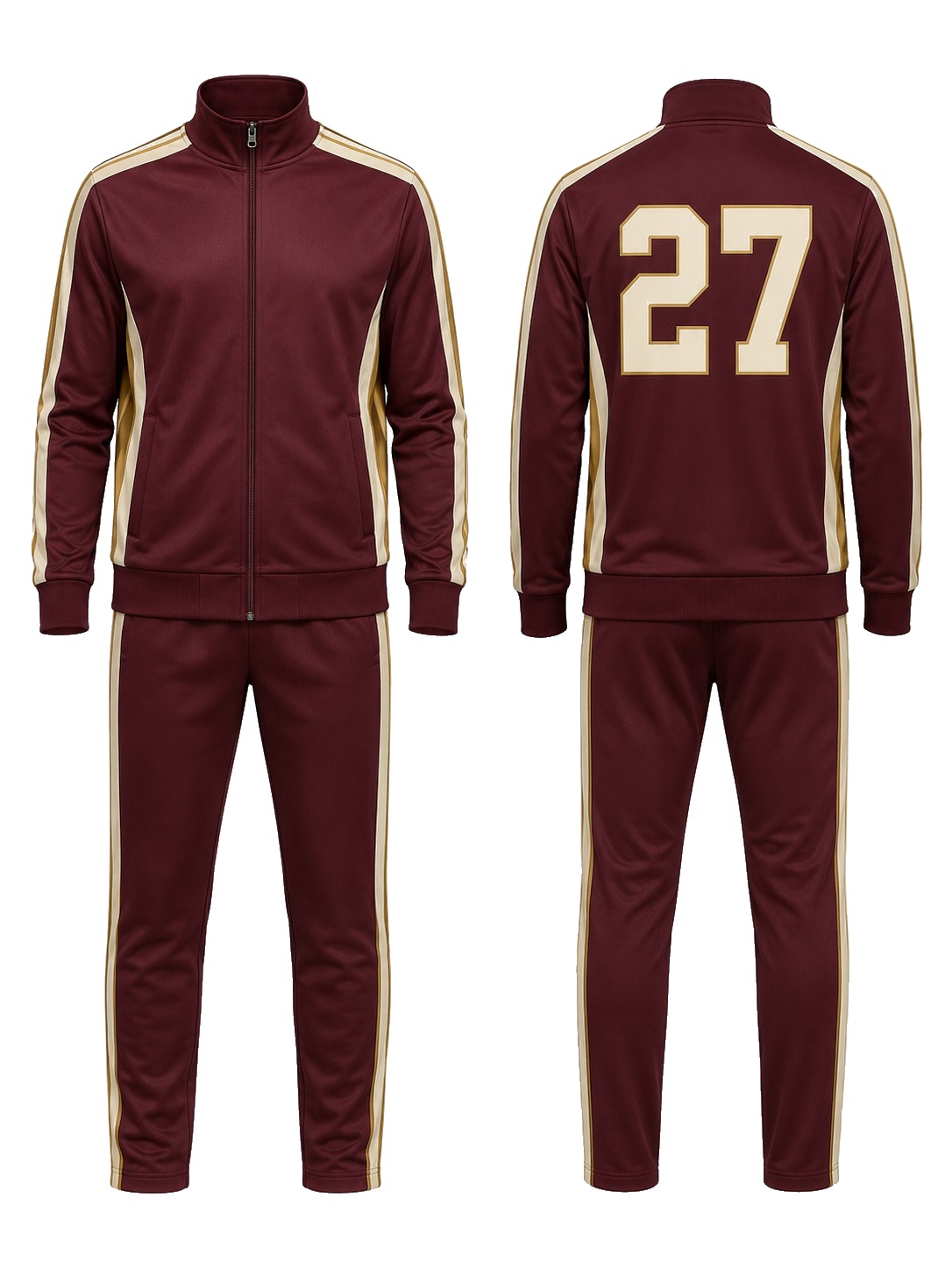 Custom Tracksuits Maroon Cream Tracksuit manufactured by Velnox Wear