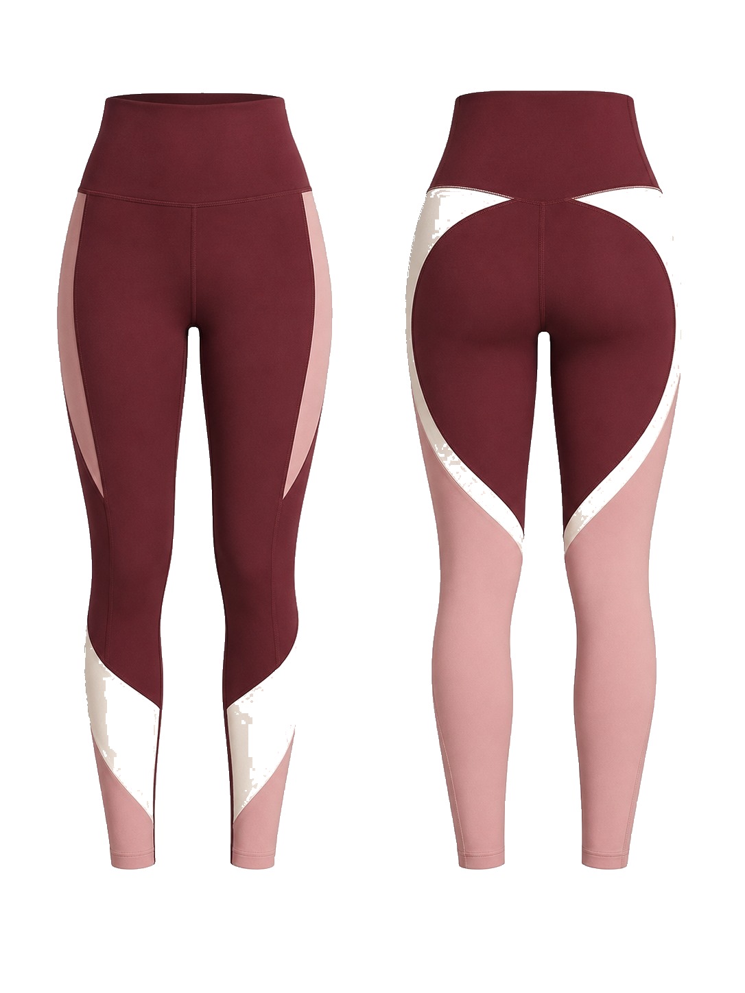 Custom Leggings Maroon Color Blocked Athletic Leggings manufactured by Velnox Wear
