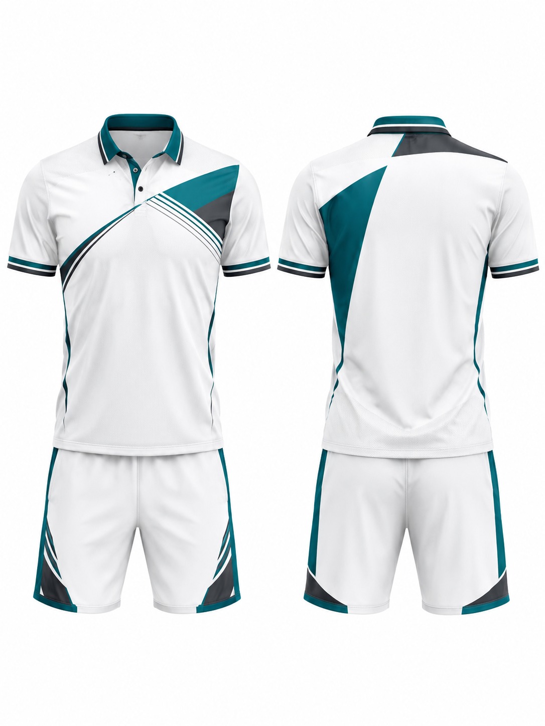 Custom Tennis Teal Accented Athletic Polo manufactured by Velnox Wear